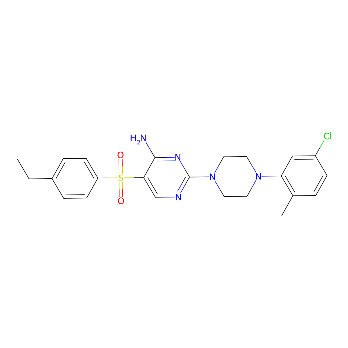 2-[4-(5-Chloro-2-methylphenyl)piperazin-1-yl]-5-(4-ethylbenzenesulfonyl)pyrimidin-4-amine molecular structure, CAS 1112306-48-5