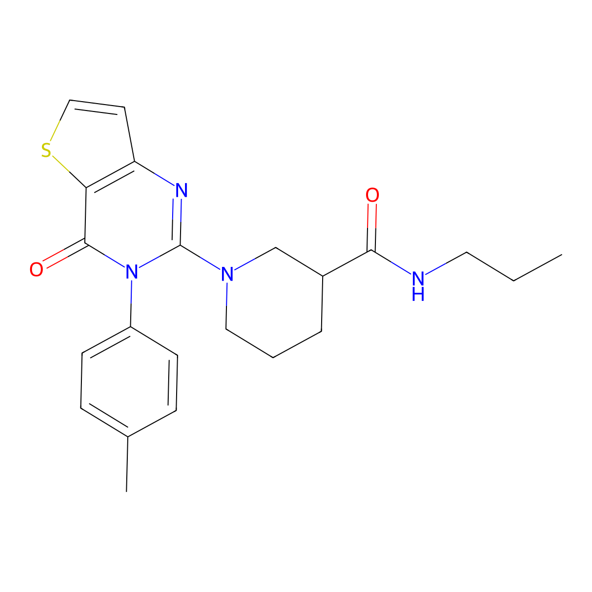 1-(4-oxo-3-(p-tolyl)-3,4-dihydrothieno[3,2-d]pyrimidin-2-yl)-N-propylpiperidine-3-carboxamide molecular structure, CAS 1112306-97-4