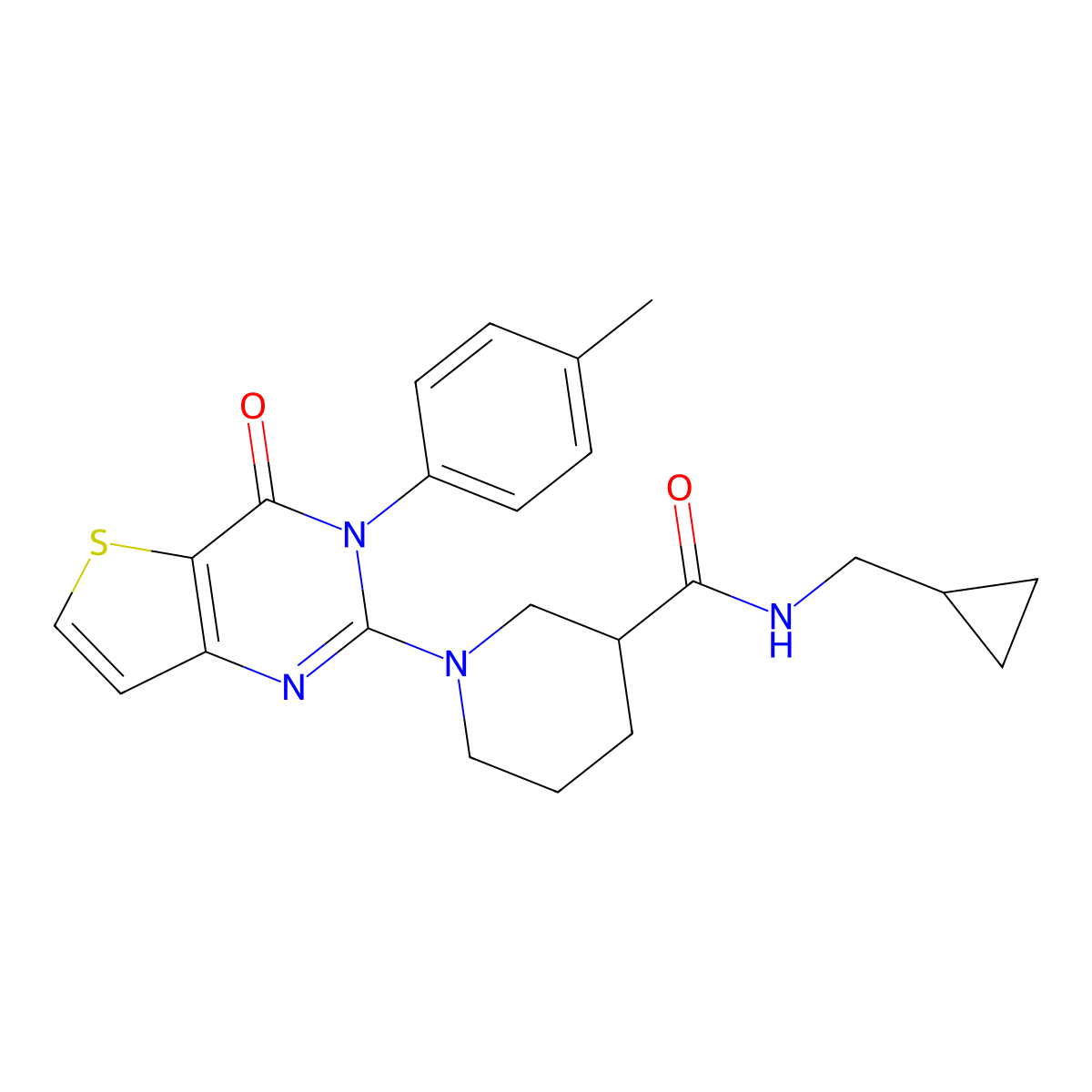 N-(cyclopropylmethyl)-1-[3-(4-methylphenyl)-4-oxo-3H,4H-thieno[3,2-d]pyrimidin-2-yl]piperidine-3-carboxamide molecular structure, CAS 1112307-04-6