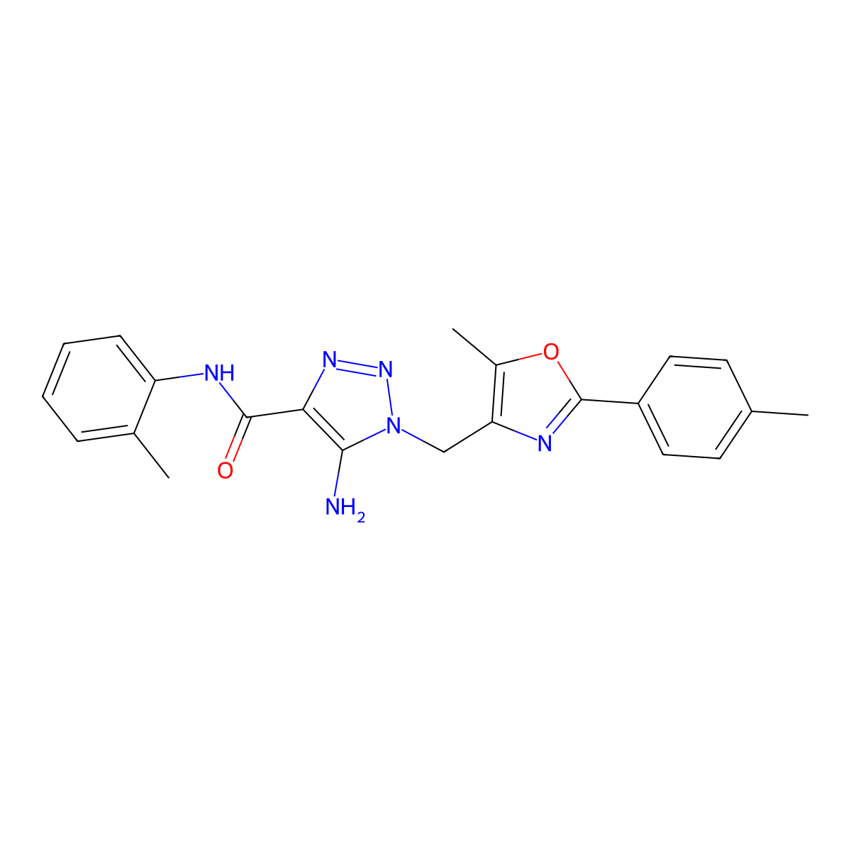 5-amino-1-((5-methyl-2-(p-tolyl)oxazol-4-yl)methyl)-N-(o-tolyl)-1H-1,2,3-triazole-4-carboxamide molecular structure, CAS 1112307-48-8