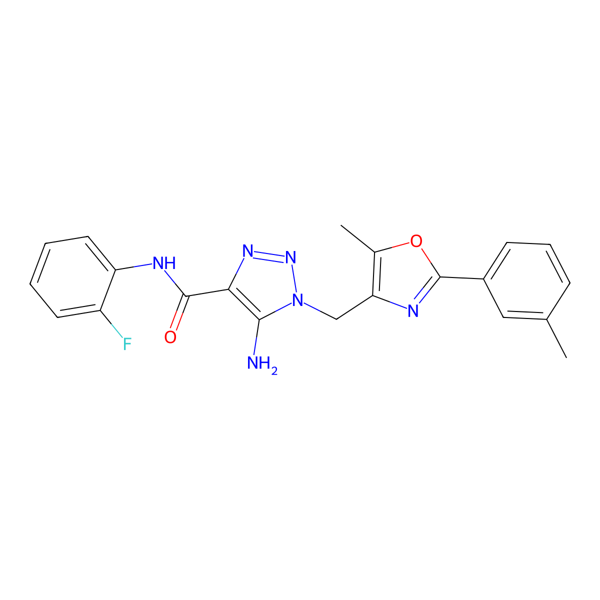 5-amino-N-(2-fluorophenyl)-1-{[5-methyl-2-(3-methylphenyl)-1,3-oxazol-4-yl]methyl}-1H-1,2,3-triazole-4-carboxamide molecular structure, CAS 1112307-57-9