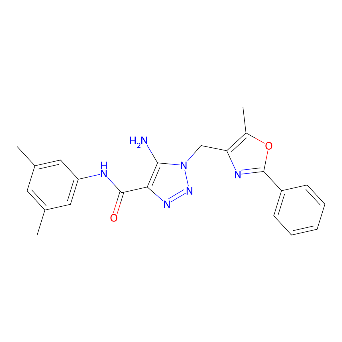 5-amino-N-(3,5-dimethylphenyl)-1-[(5-methyl-2-phenyl-1,3-oxazol-4-yl)methyl]-1H-1,2,3-triazole-4-carboxamide molecular structure, CAS 1112307-92-2