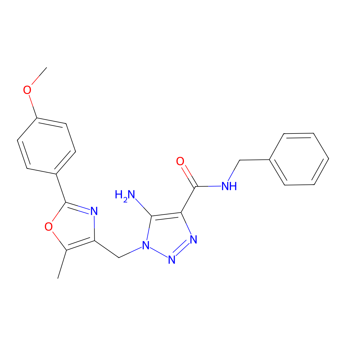 5-amino-N-benzyl-1-{[2-(4-methoxyphenyl)-5-methyl-1,3-oxazol-4-yl]methyl}-1H-1,2,3-triazole-4-carboxamide molecular structure, CAS 1112308-10-7