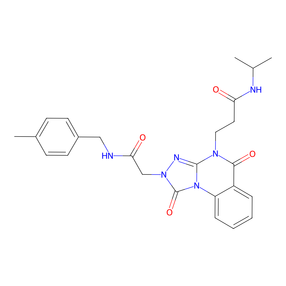 3-[2-({[(4-methylphenyl)methyl]carbamoyl}methyl)-1,5-dioxo-1H,2H,4H,5H-[1,2,4]triazolo[4,3-a]quinazolin-4-yl]-N-(propan-2-yl)propanamide molecular structure, CAS 1112308-30-1