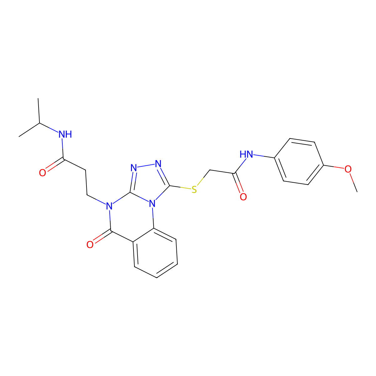 3-[1-({[(4-methoxyphenyl)carbamoyl]methyl}sulfanyl)-5-oxo-4H,5H-[1,2,4]triazolo[4,3-a]quinazolin-4-yl]-N-(propan-2-yl)propanamide molecular structure, CAS 1112308-62-9