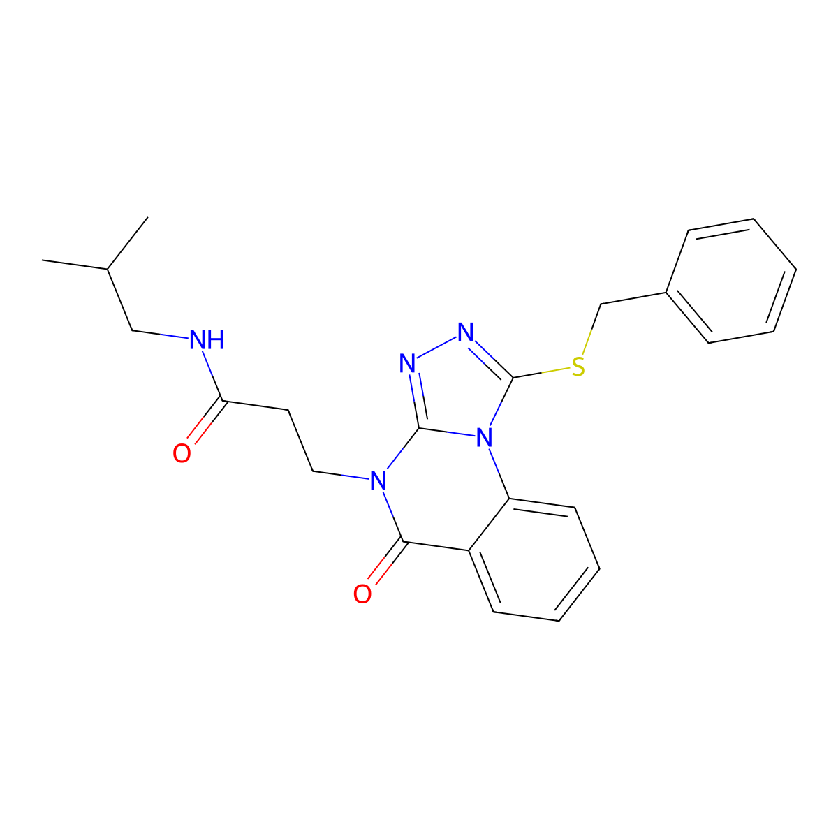 3-(1-(benzylthio)-5-oxo-[1,2,4]triazolo[4,3-a]quinazolin-4(5H)-yl)-N-isobutylpropanamide molecular structure, CAS 1112308-90-3