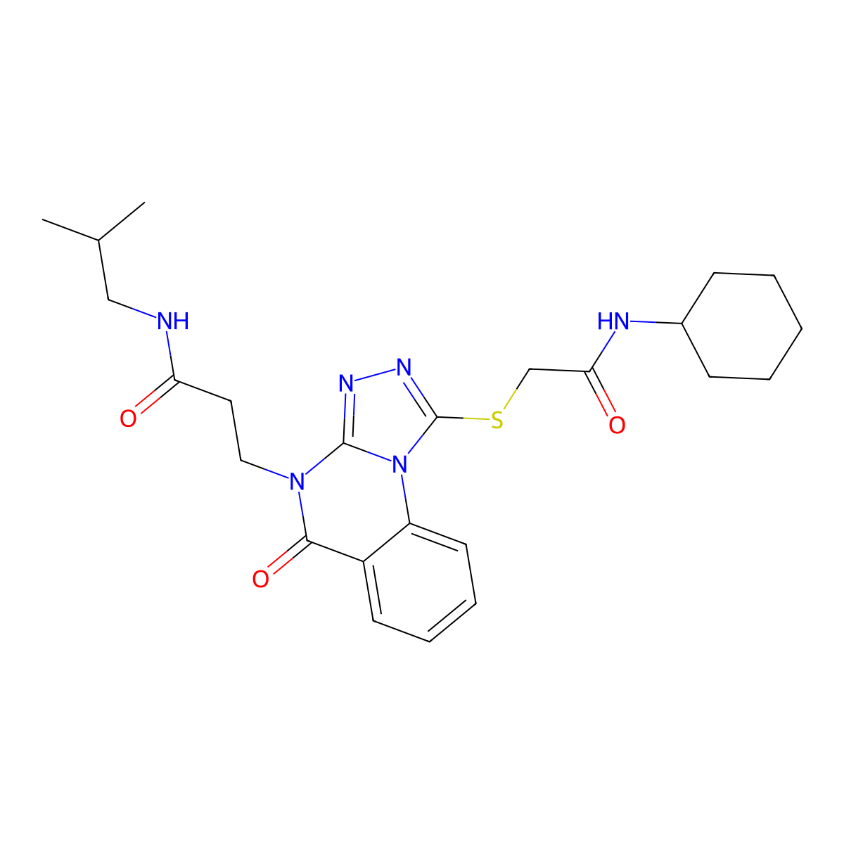 3-(1-{[(cyclohexylcarbamoyl)methyl]sulfanyl}-5-oxo-4H,5H-[1,2,4]triazolo[4,3-a]quinazolin-4-yl)-N-(2-methylpropyl)propanamide molecular structure, CAS 1112308-92-5