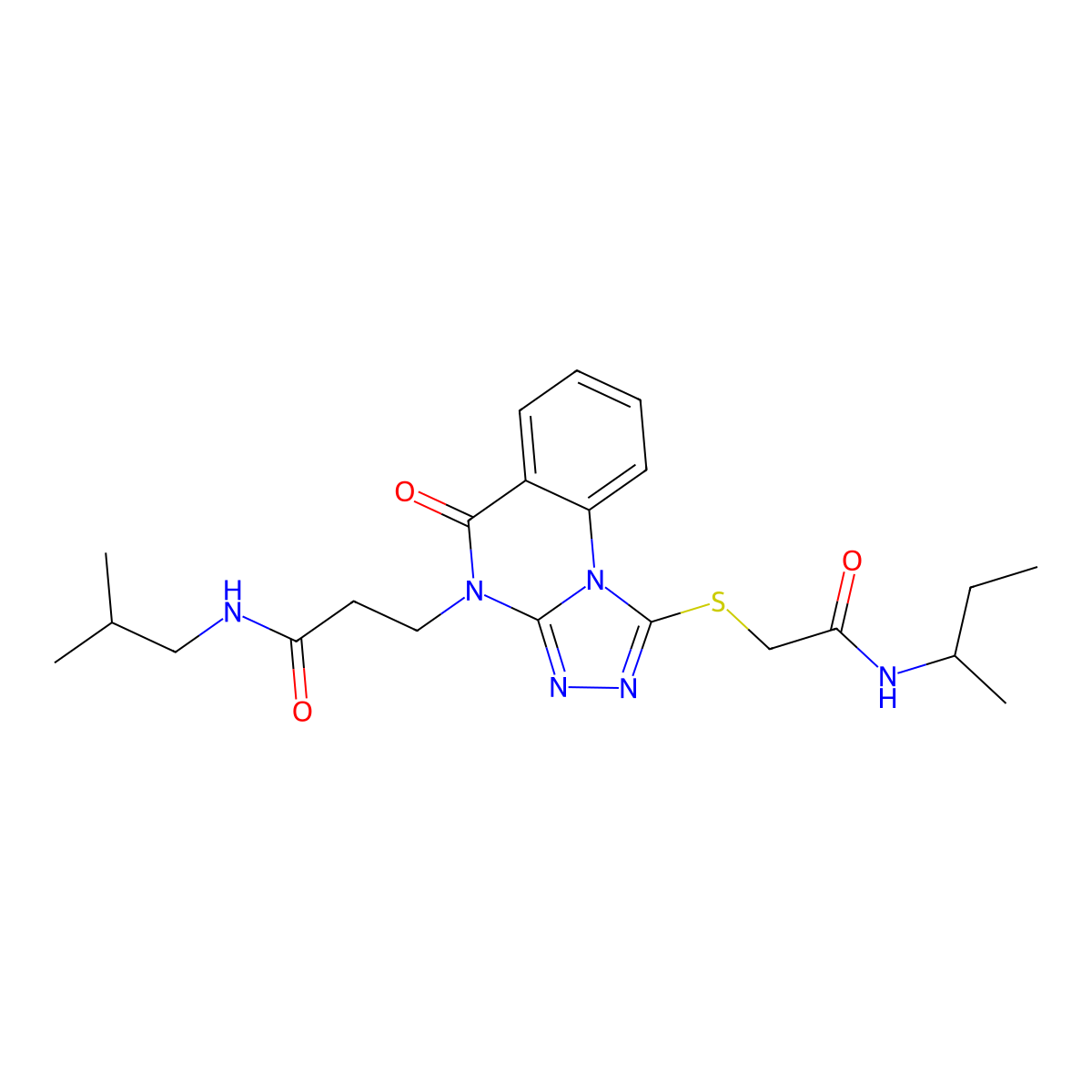 3-(1-((2-(sec-butylamino)-2-oxoethyl)thio)-5-oxo-[1,2,4]triazolo[4,3-a]quinazolin-4(5H)-yl)-N-isobutylpropanamide molecular structure, CAS 1112308-94-7
