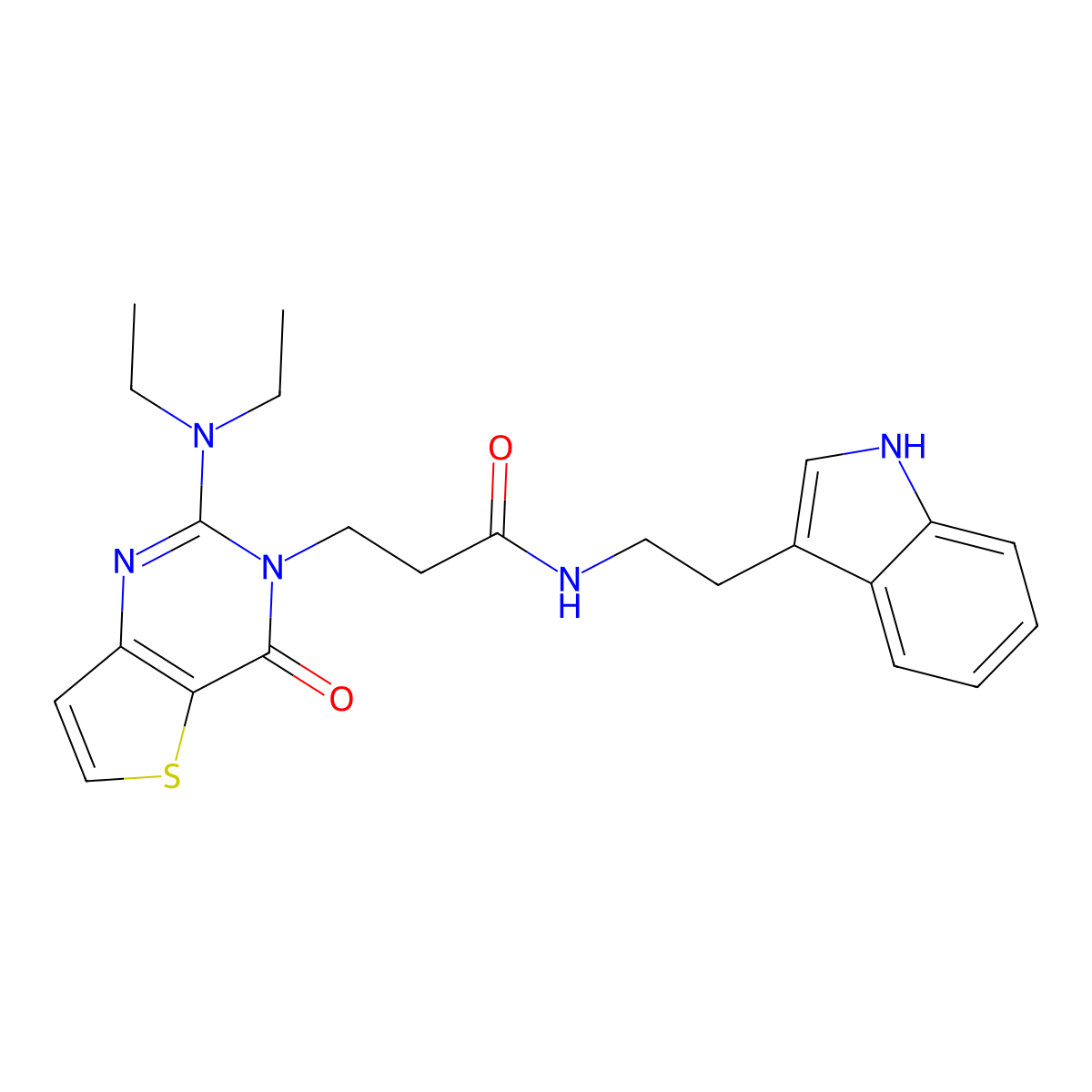 3-[2-(diethylamino)-4-oxo-3H,4H-thieno[3,2-d]pyrimidin-3-yl]-N-[2-(1H-indol-3-yl)ethyl]propanamide molecular structure, CAS 1112309-30-4
