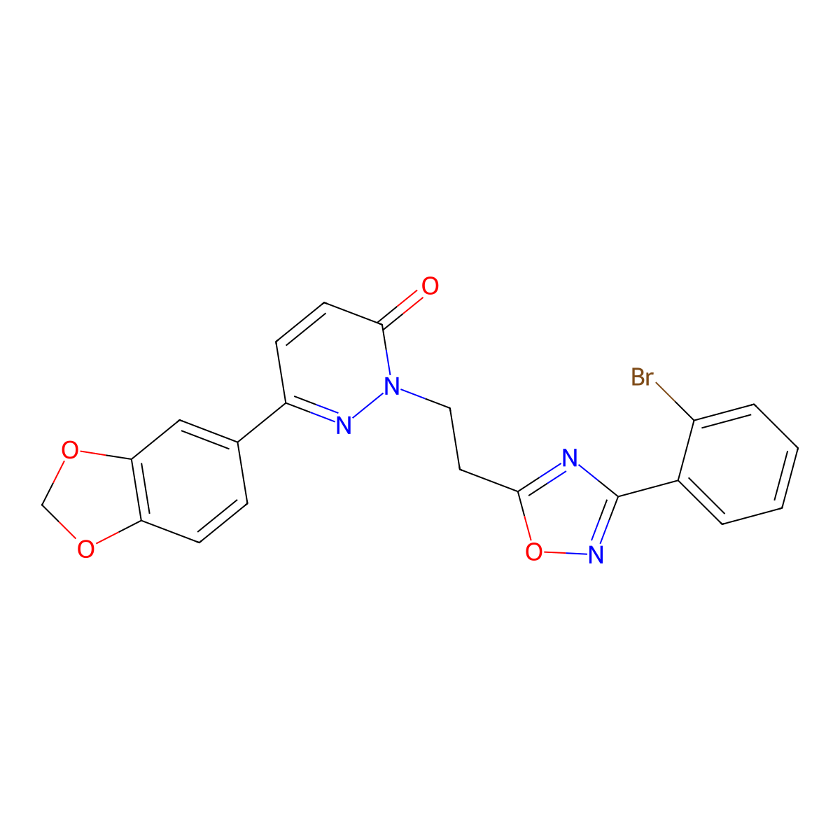 6-(2H-1,3-benzodioxol-5-yl)-2-{2-[3-(2-bromophenyl)-1,2,4-oxadiazol-5-yl]ethyl}-2,3-dihydropyridazin-3-one molecular structure, CAS 1112310-25-4