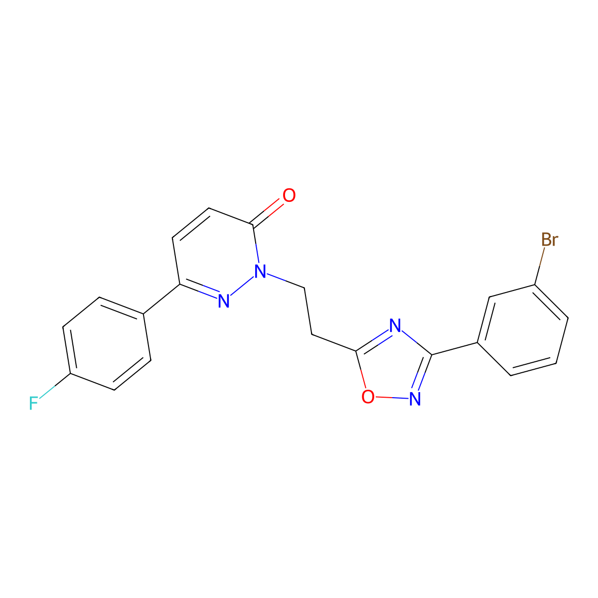 2-{2-[3-(3-Bromophenyl)-1,2,4-oxadiazol-5-yl]ethyl}-6-(4-fluorophenyl)-2,3-dihydropyridazin-3-one molecular structure, CAS 1112310-36-7
