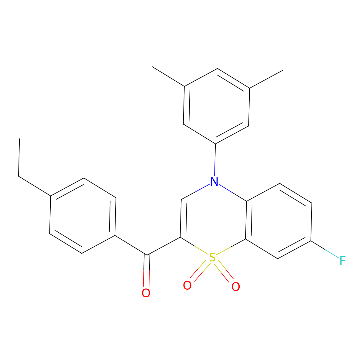 [4-(3,5-dimethylphenyl)-7-fluoro-1,1-dioxido-4H-1,4-benzothiazin-2-yl](4-ethylphenyl)methanone molecular structure, CAS 1112311-01-9