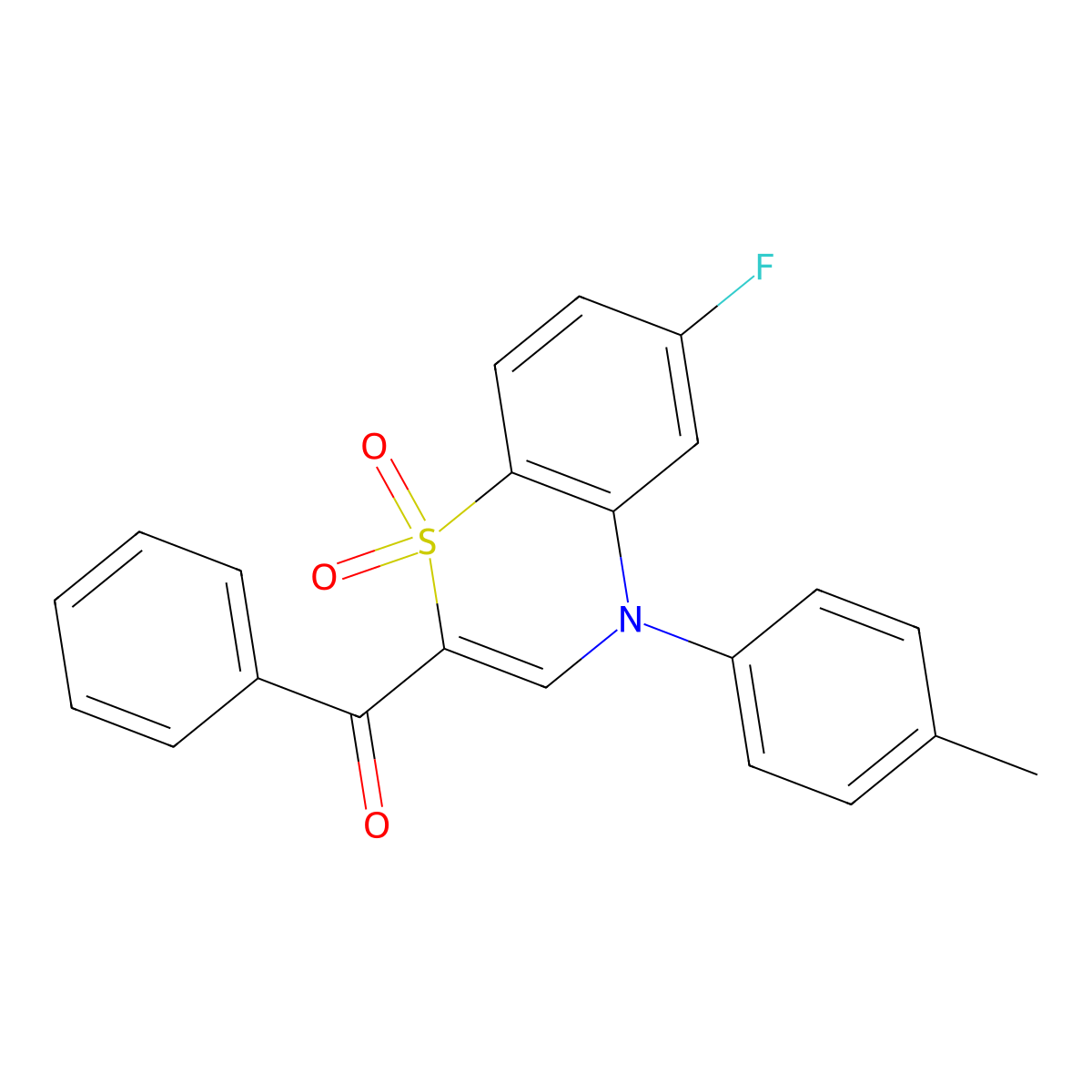 [6-fluoro-4-(4-methylphenyl)-1,1-dioxido-4H-1,4-benzothiazin-2-yl](phenyl)methanone molecular structure, CAS 1112311-12-2
