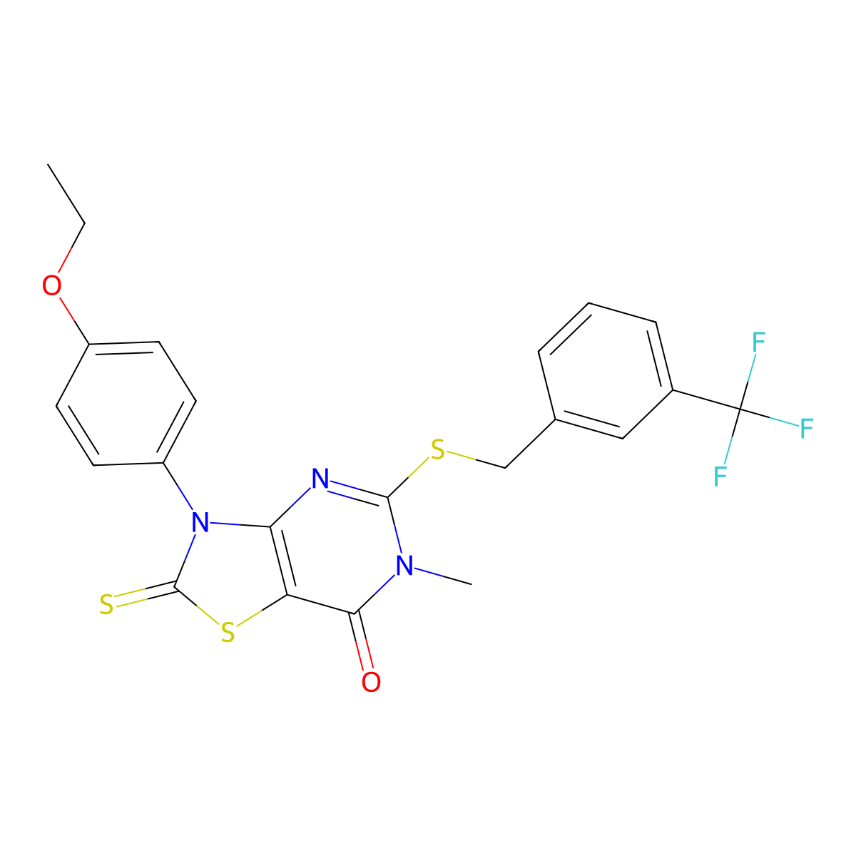 3-(4-ethoxyphenyl)-6-methyl-2-thioxo-5-((3-(trifluoromethyl)benzyl)thio)-2,3-dihydrothiazolo[4,5-d]pyrimidin-7(6H)-one molecular structure, CAS 1112311-26-8