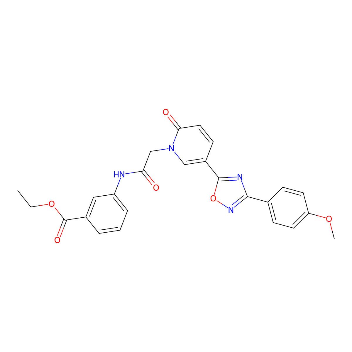 ethyl 3-(2-(5-(3-(4-methoxyphenyl)-1,2,4-oxadiazol-5-yl)-2-oxopyridin-1(2H)-yl)acetamido)benzoate molecular structure, CAS 1112313-62-8