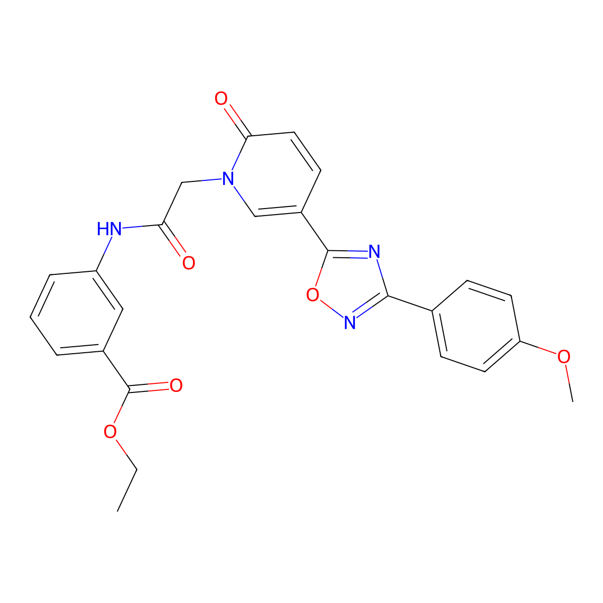 ethyl 3-(2-(5-(3-(4-methoxyphenyl)-1,2,4-oxadiazol-5-yl)-2-oxopyridin-1(2H)-yl)acetamido)benzoate molecular structure, CAS 1112313-62-8