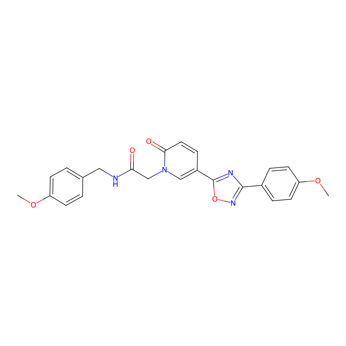 2-{5-[3-(4-methoxyphenyl)-1,2,4-oxadiazol-5-yl]-2-oxo-1,2-dihydropyridin-1-yl}-N-[(4-methoxyphenyl)methyl]acetamide molecular structure, CAS 1112313-69-5