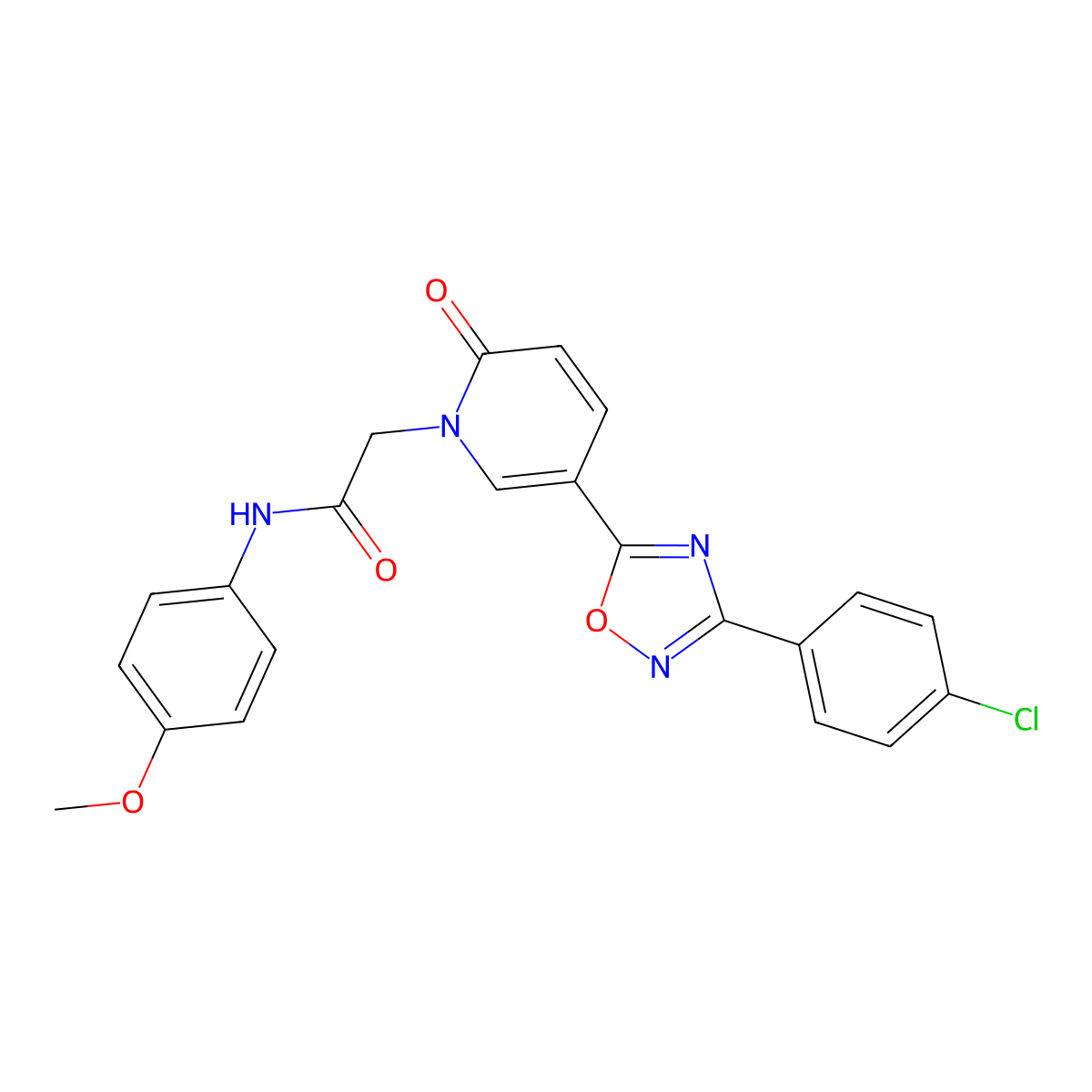 2-(5-(3-(4-chlorophenyl)-1,2,4-oxadiazol-5-yl)-2-oxopyridin-1(2H)-yl)-N-(4-methoxyphenyl)acetamide molecular structure, CAS 1112313-76-4