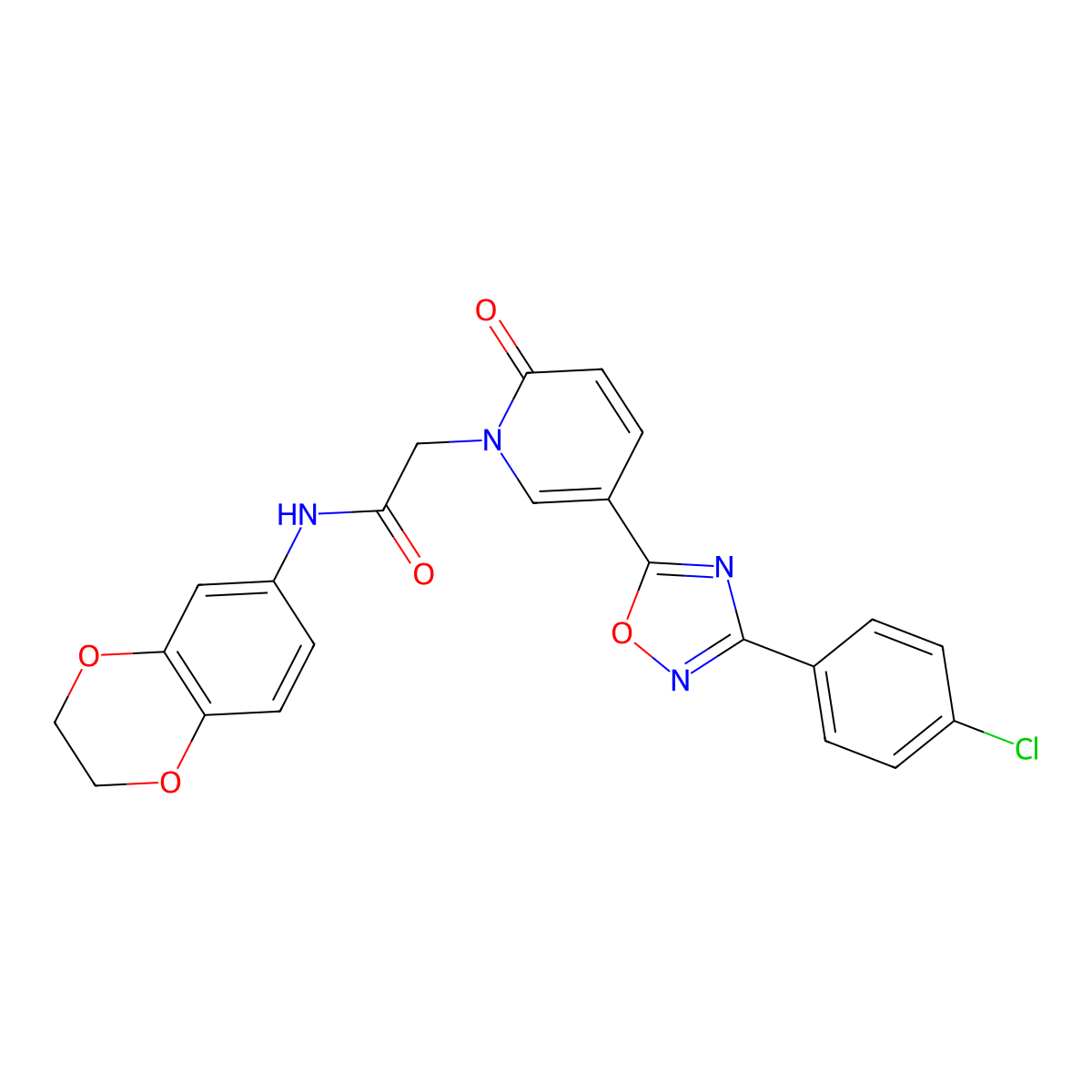 2-(5-(3-(4-chlorophenyl)-1,2,4-oxadiazol-5-yl)-2-oxopyridin-1(2H)-yl)-N-(2,3-dihydrobenzo[b][1,4]dioxin-6-yl)acetamide molecular structure, CAS 1112313-78-6