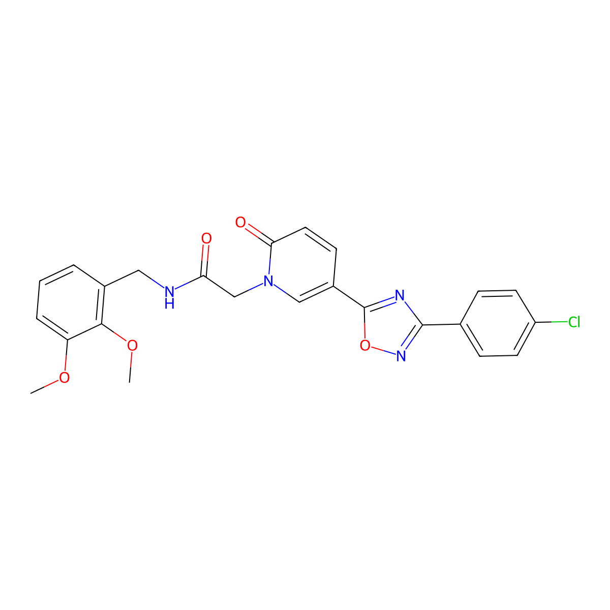 2-{5-[3-(4-chlorophenyl)-1,2,4-oxadiazol-5-yl]-2-oxo-1,2-dihydropyridin-1-yl}-N-[(2,3-dimethoxyphenyl)methyl]acetamide molecular structure, CAS 1112313-84-4