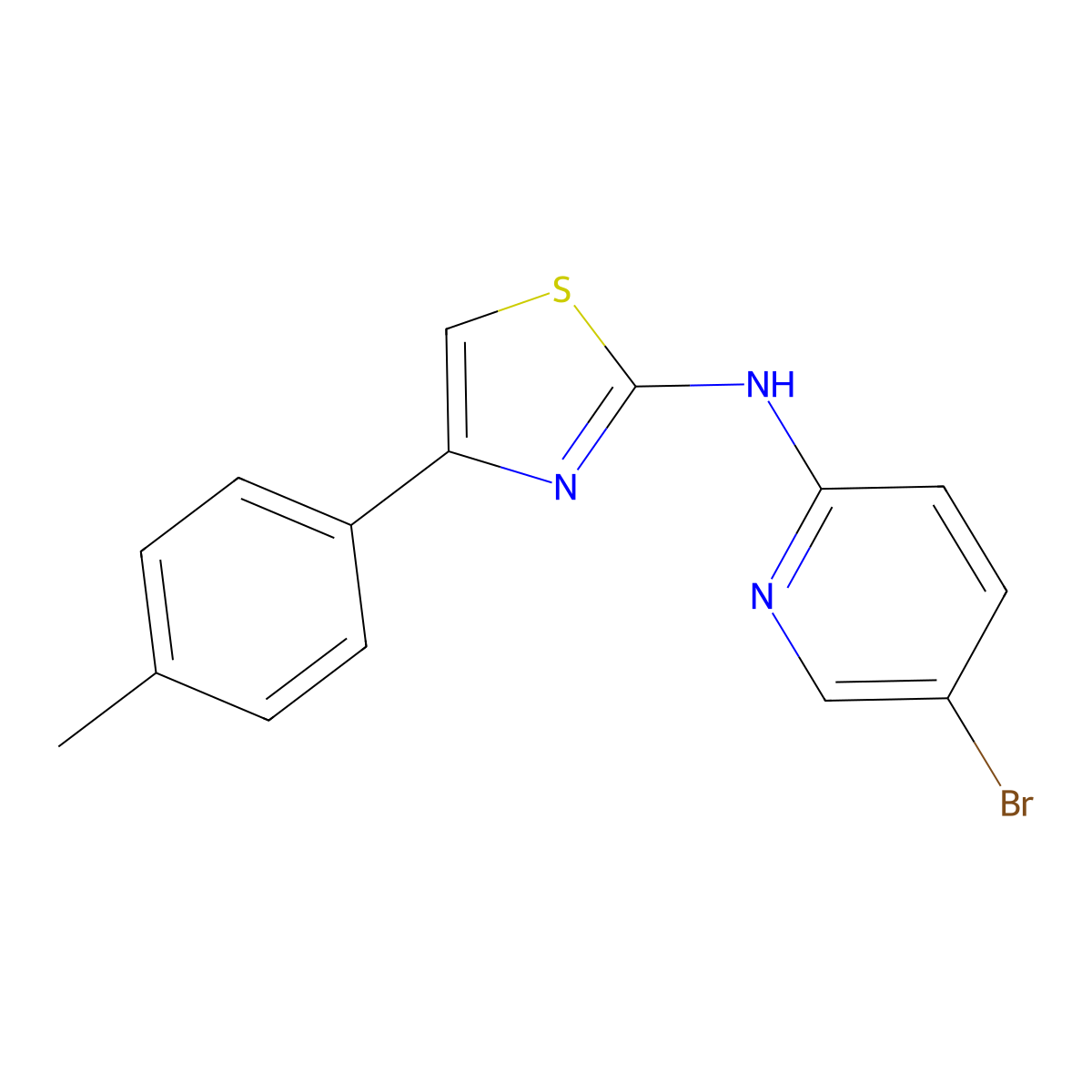 5-bromo-N-[4-(4-methylphenyl)-1,3-thiazol-2-yl]pyridin-2-amine molecular structure, CAS 1112314-18-7