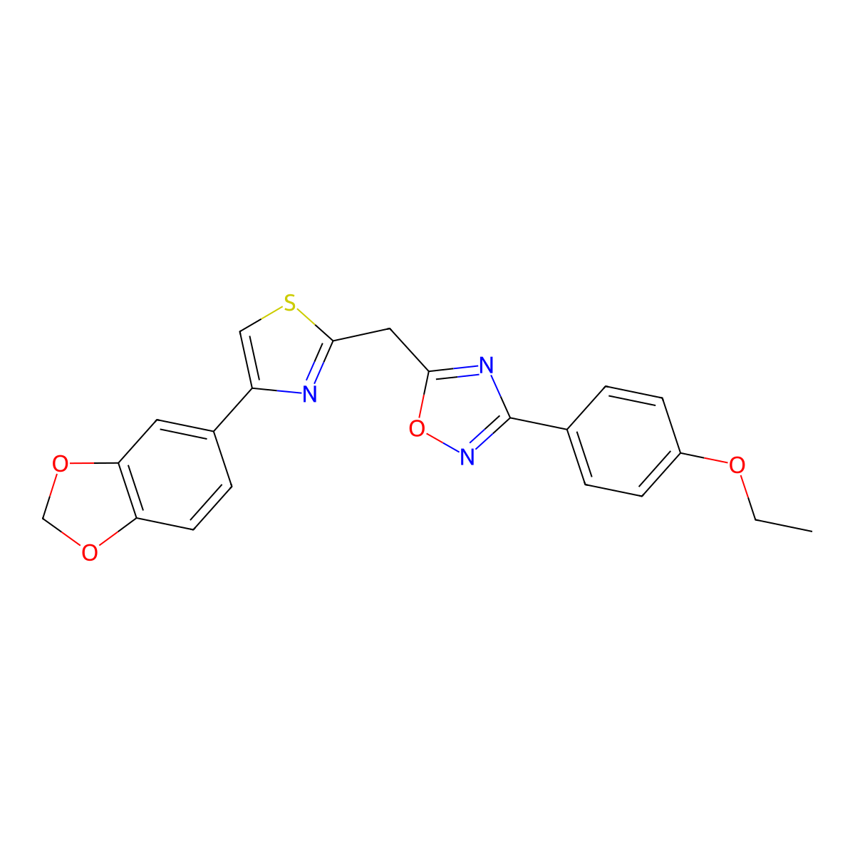 5-((4-(Benzo[d][1,3]dioxol-5-yl)thiazol-2-yl)methyl)-3-(4-ethoxyphenyl)-1,2,4-oxadiazole molecular structure, CAS 1112327-38-4