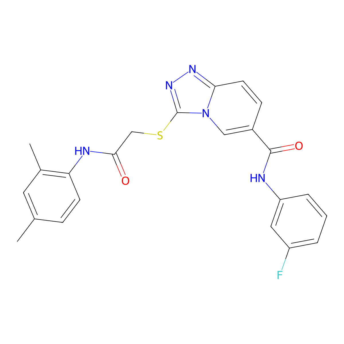 3-({[(2,4-dimethylphenyl)carbamoyl]methyl}sulfanyl)-N-(3-fluorophenyl)-[1,2,4]triazolo[4,3-a]pyridine-6-carboxamide molecular structure, CAS 1112332-79-2