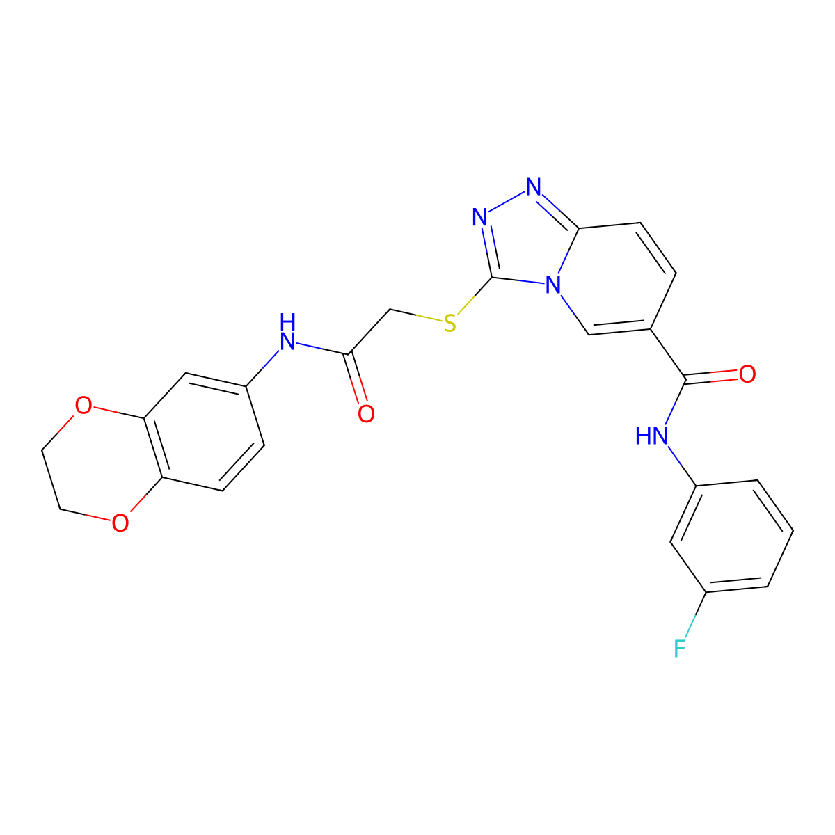 3-({[(2,3-dihydro-1,4-benzodioxin-6-yl)carbamoyl]methyl}sulfanyl)-N-(3-fluorophenyl)-[1,2,4]triazolo[4,3-a]pyridine-6-carboxamide molecular structure, CAS 1112332-82-7