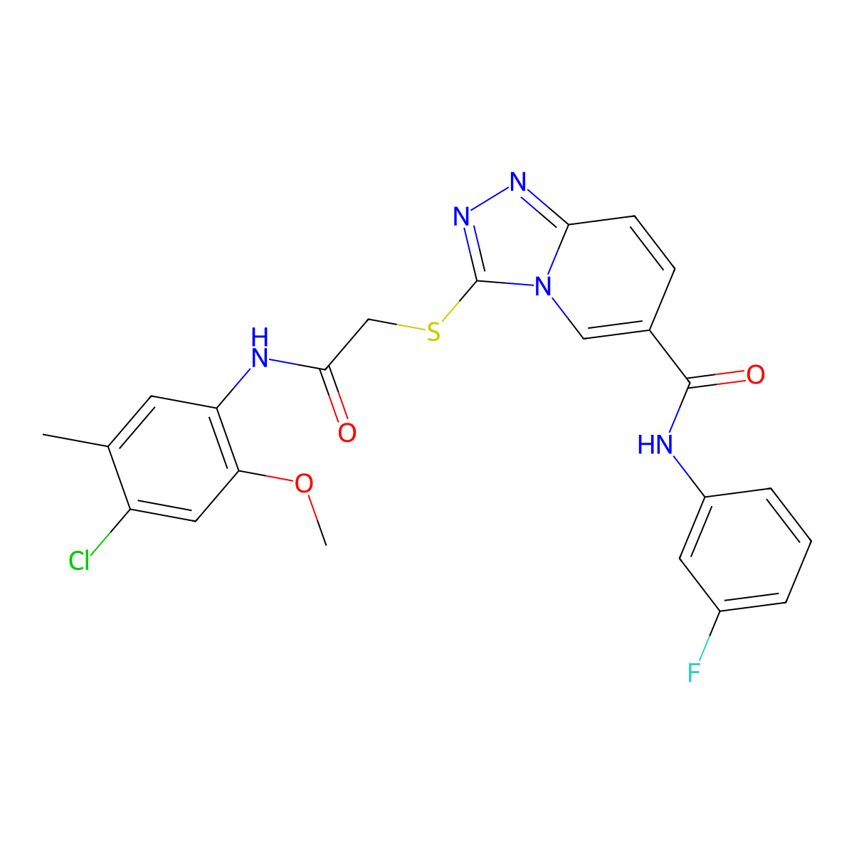 3-((2-((4-chloro-2-methoxy-5-methylphenyl)amino)-2-oxoethyl)thio)-N-(3-fluorophenyl)-[1,2,4]triazolo[4,3-a]pyridine-6-carboxamide molecular structure, CAS 1112332-83-8