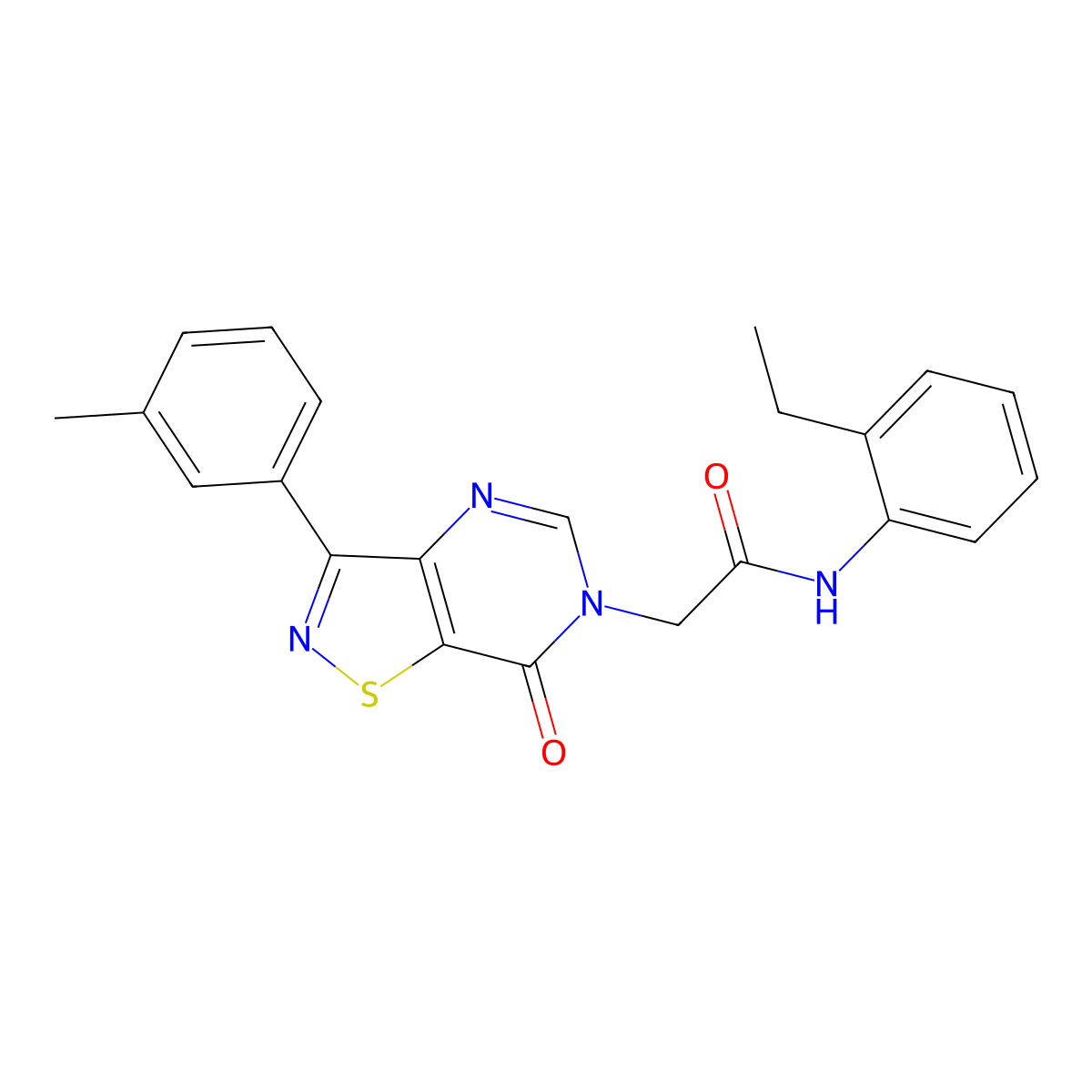 N-(2-ethylphenyl)-2-[3-(3-methylphenyl)-7-oxo-6H,7H-[1,2]thiazolo[4,5-d]pyrimidin-6-yl]acetamide molecular structure, CAS 1112338-50-7