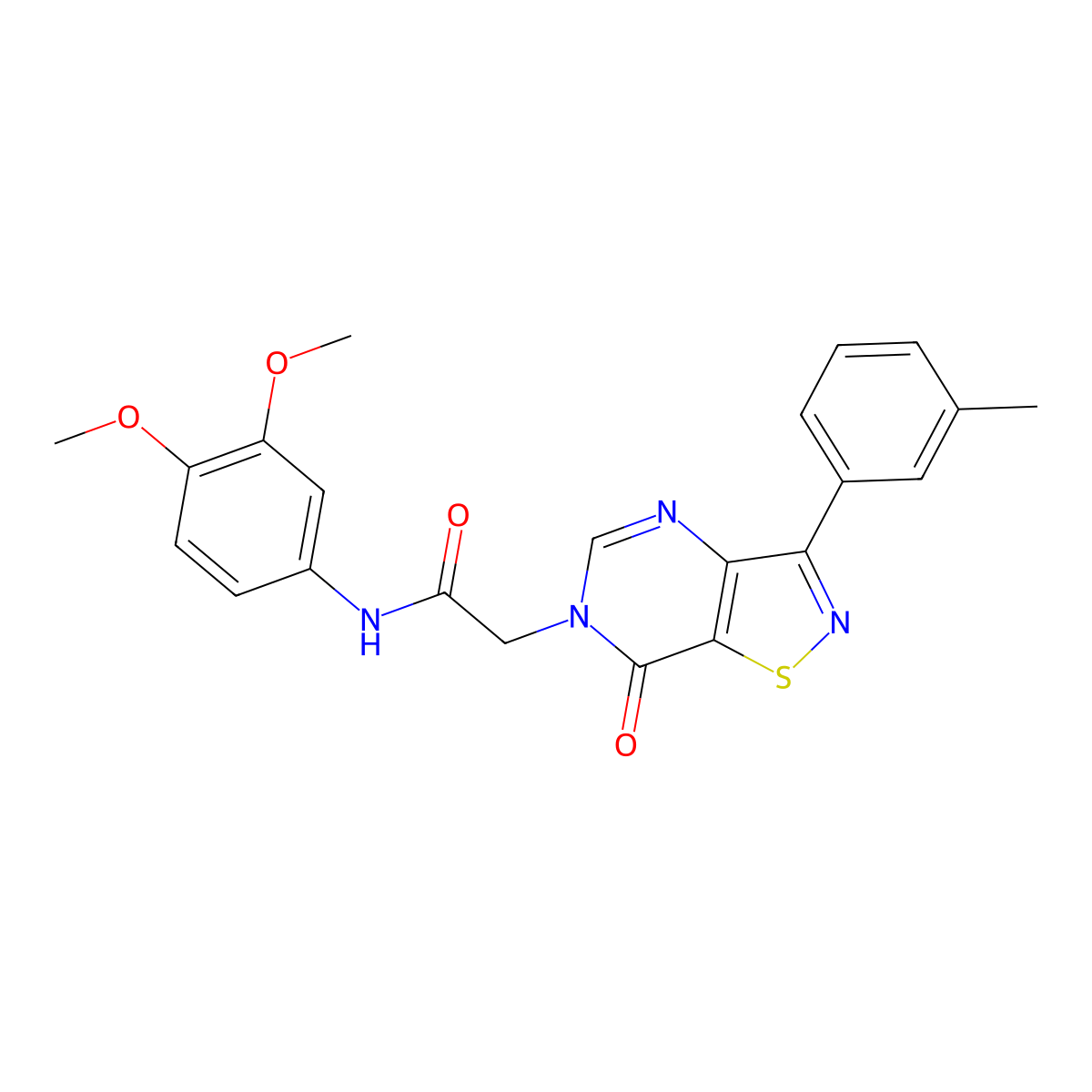 N-(3,4-dimethoxyphenyl)-2-[3-(3-methylphenyl)-7-oxo-6H,7H-[1,2]thiazolo[4,5-d]pyrimidin-6-yl]acetamide molecular structure, CAS 1112338-62-1
