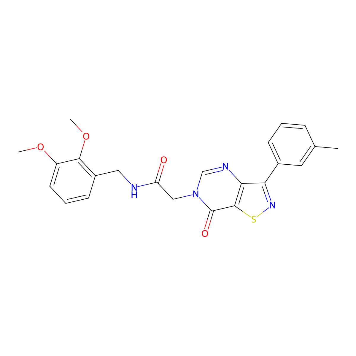 N-[(2,3-dimethoxyphenyl)methyl]-2-[3-(3-methylphenyl)-7-oxo-6H,7H-[1,2]thiazolo[4,5-d]pyrimidin-6-yl]acetamide molecular structure, CAS 1112338-68-7