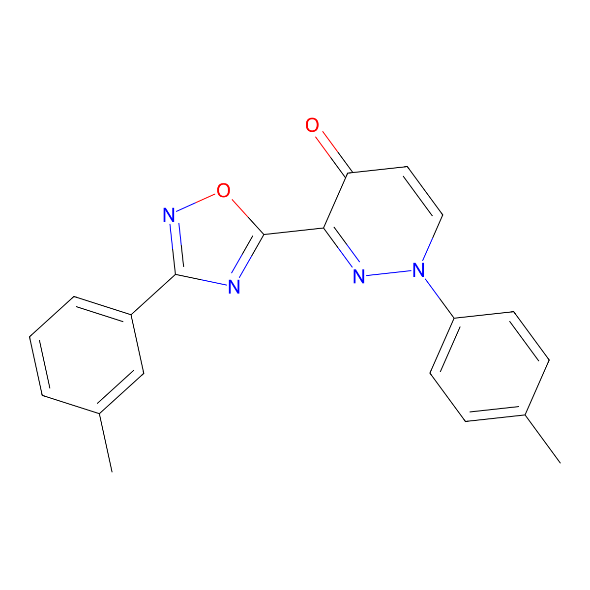 1-(p-tolyl)-3-(3-(m-tolyl)-1,2,4-oxadiazol-5-yl)pyridazin-4(1H)-one molecular structure, CAS 1112339-08-8