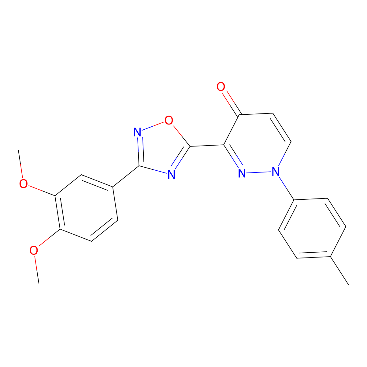 3-[3-(3,4-Dimethoxyphenyl)-1,2,4-oxadiazol-5-yl]-1-(4-methylphenyl)-1,4-dihydropyridazin-4-one molecular structure, CAS 1112339-10-2