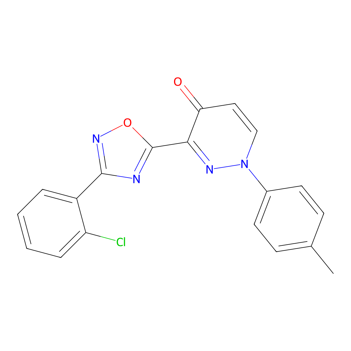 3-(3-(2-chlorophenyl)-1,2,4-oxadiazol-5-yl)-1-(p-tolyl)pyridazin-4(1H)-one molecular structure, CAS 1112339-11-3