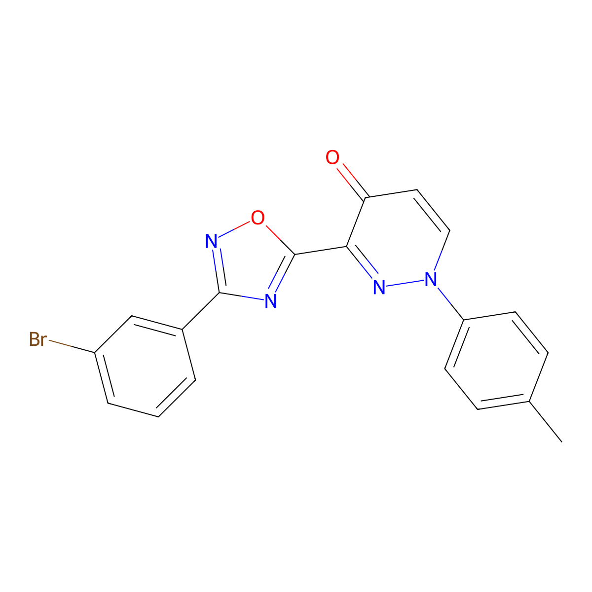 3-[3-(3-Bromophenyl)-1,2,4-oxadiazol-5-yl]-1-(4-methylphenyl)-1,4-dihydropyridazin-4-one molecular structure, CAS 1112339-12-4
