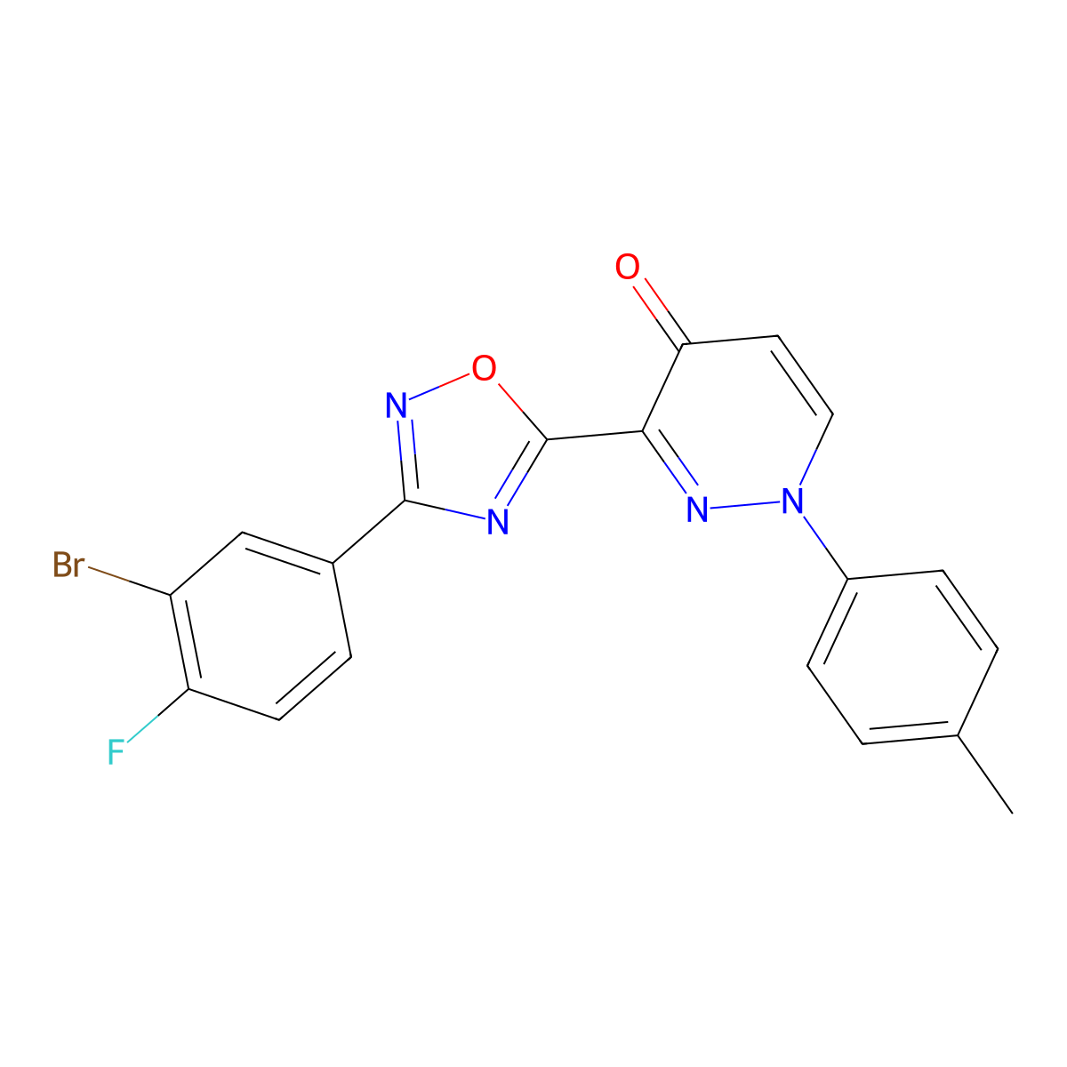 3-(3-(3-bromo-4-fluorophenyl)-1,2,4-oxadiazol-5-yl)-1-(p-tolyl)pyridazin-4(1H)-one molecular structure, CAS 1112339-13-5