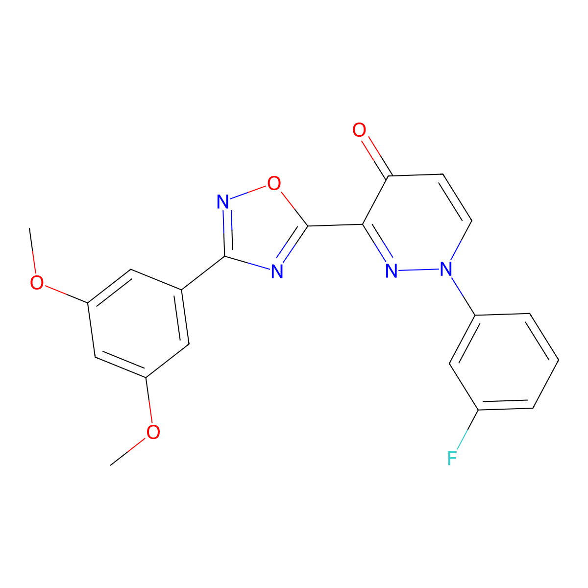 3-(3-(3,5-dimethoxyphenyl)-1,2,4-oxadiazol-5-yl)-1-(3-fluorophenyl)pyridazin-4(1H)-one molecular structure, CAS 1112339-30-6