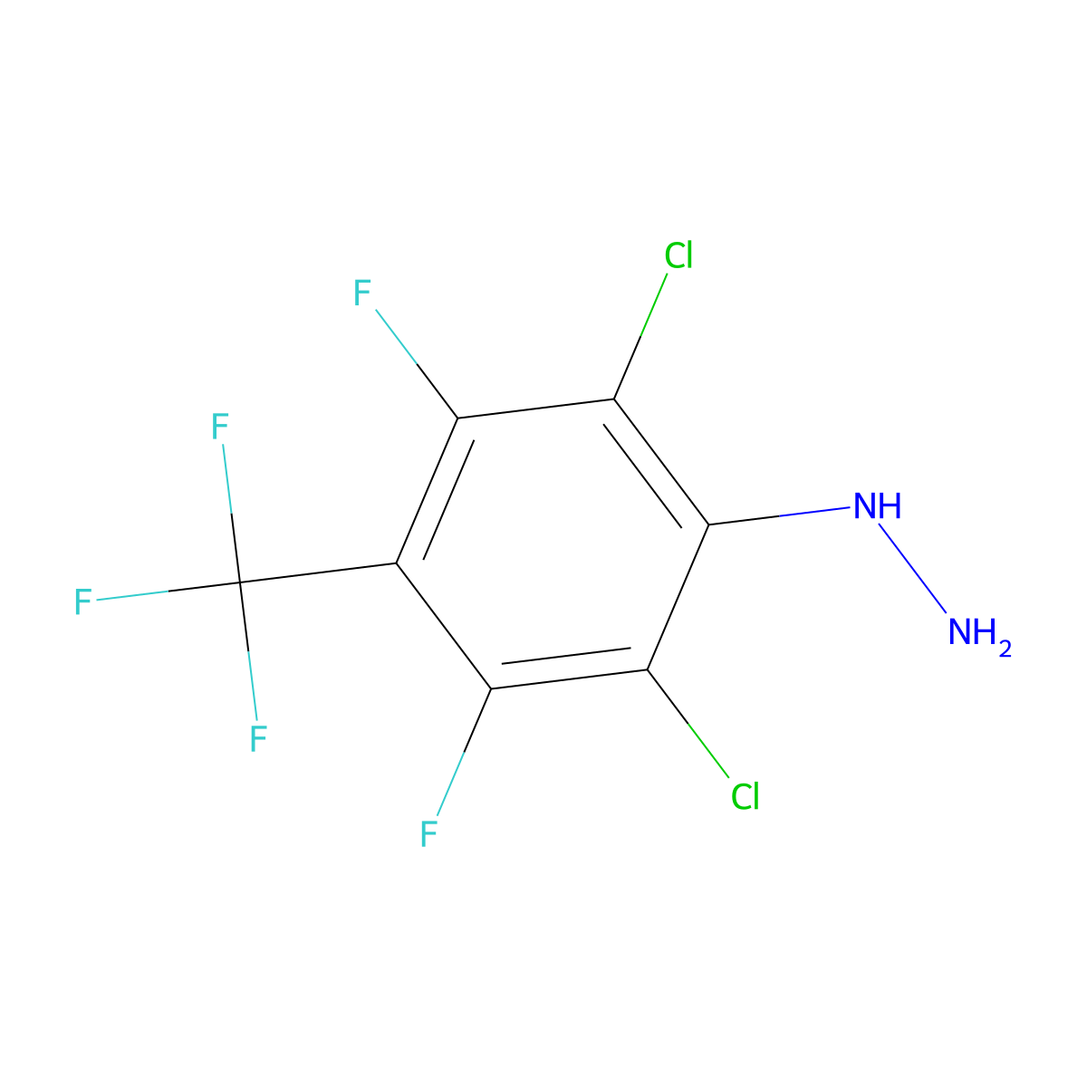 2,6-Dichloro-3,5-difluoro-4-(trifluoromethyl)phenylhydrazine molecular structure, CAS 111234-64-1