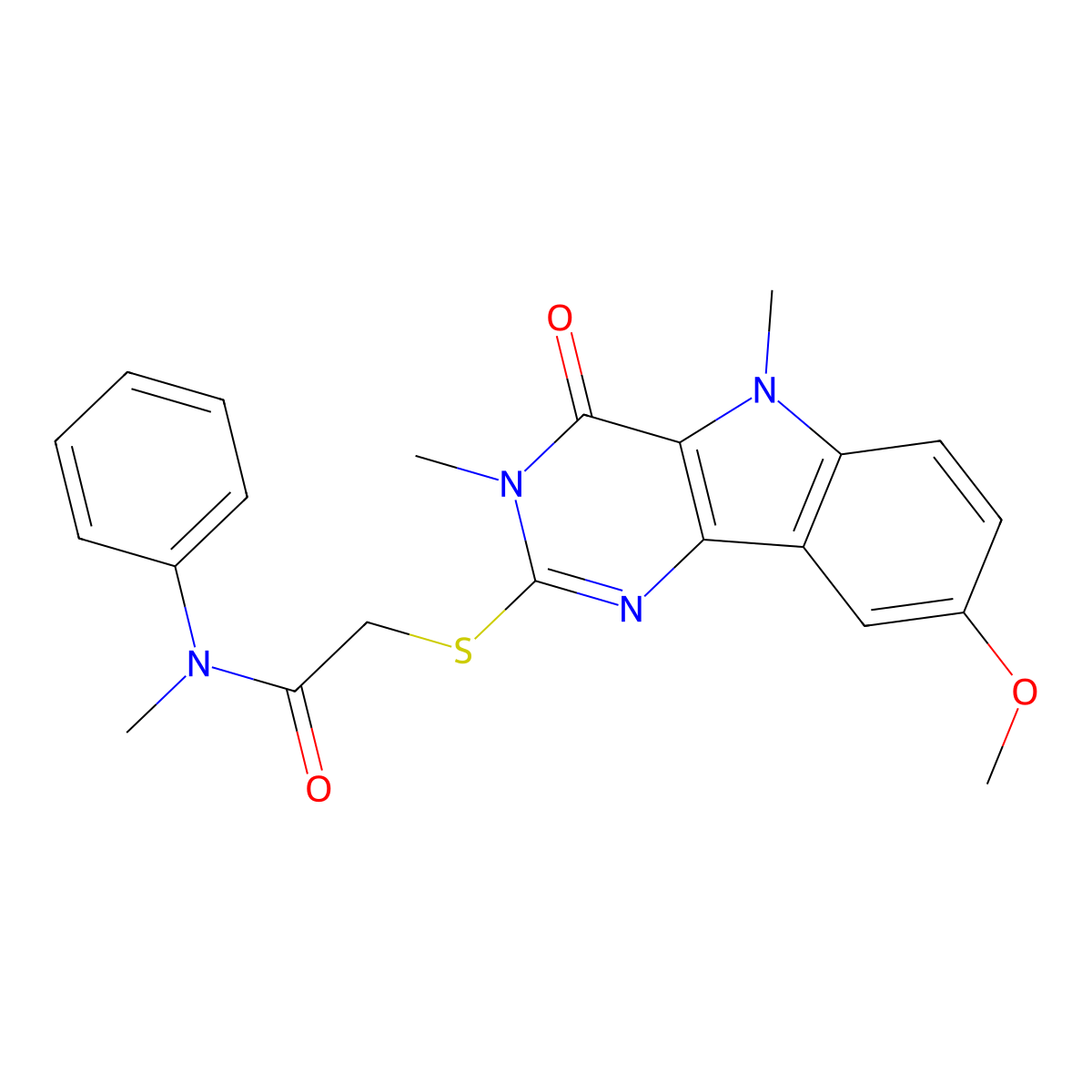 2-({8-methoxy-3,5-dimethyl-4-oxo-3H,4H,5H-pyrimido[5,4-b]indol-2-yl}sulfanyl)-N-methyl-N-phenylacetamide molecular structure, CAS 1112341-62-4
