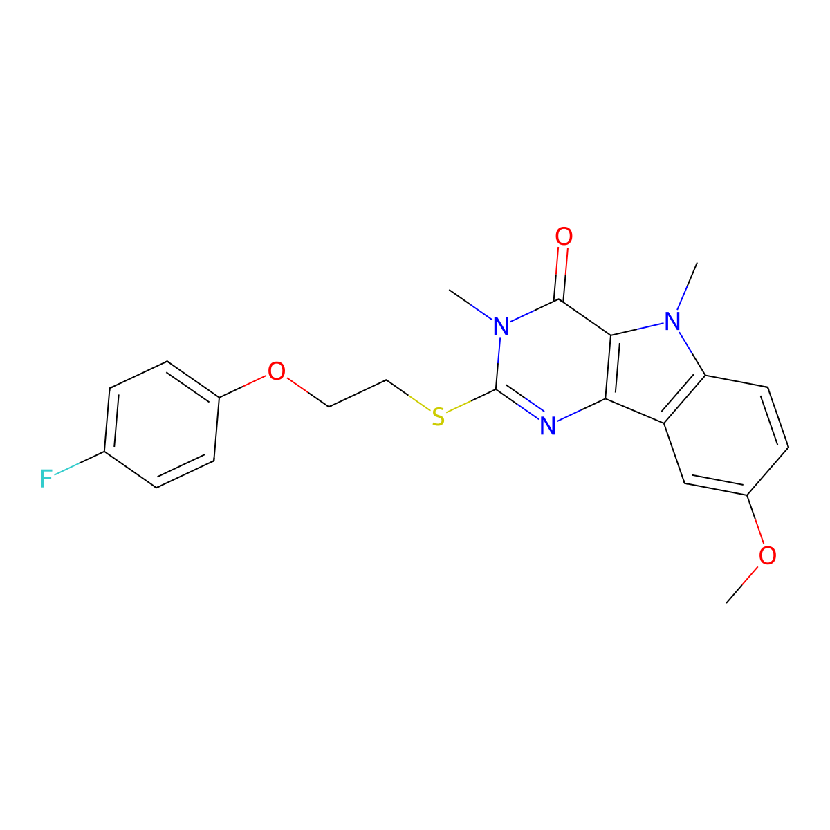 2-((2-(4-fluorophenoxy)ethyl)thio)-8-methoxy-3,5-dimethyl-3H-pyrimido[5,4-b]indol-4(5H)-one molecular structure, CAS 1112341-68-0