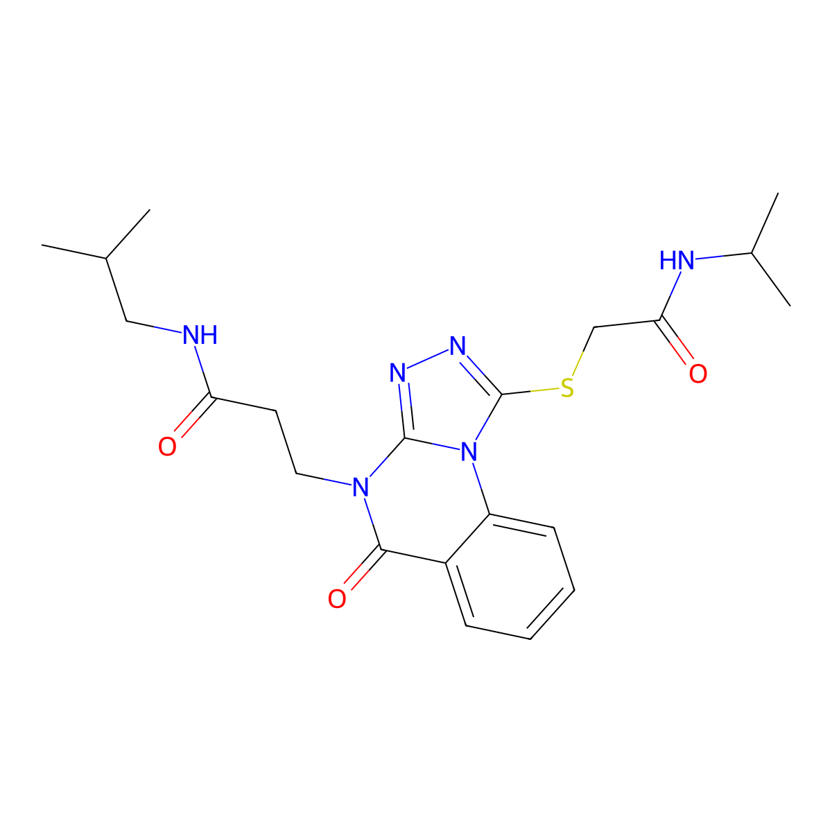 N-(2-methylpropyl)-3-[5-oxo-1-({[(propan-2-yl)carbamoyl]methyl}sulfanyl)-4H,5H-[1,2,4]triazolo[4,3-a]quinazolin-4-yl]propanamide molecular structure, CAS 1112348-12-5