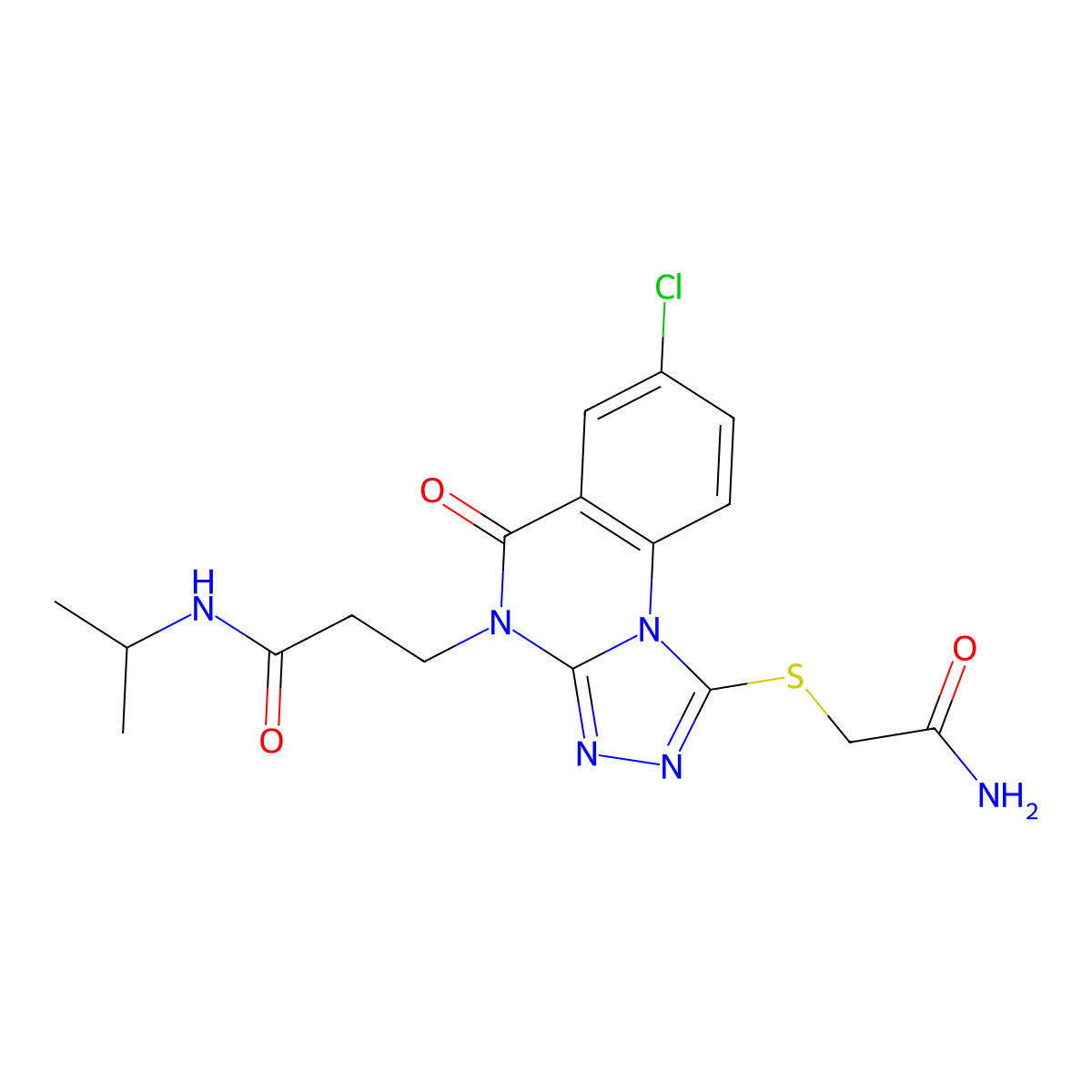 3-{1-[(carbamoylmethyl)sulfanyl]-7-chloro-5-oxo-4H,5H-[1,2,4]triazolo[4,3-a]quinazolin-4-yl}-N-(propan-2-yl)propanamide molecular structure, CAS 1112348-25-0