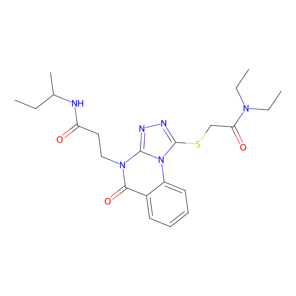 N-(butan-2-yl)-3-(1-{[(diethylcarbamoyl)methyl]sulfanyl}-5-oxo-4H,5H-[1,2,4]triazolo[4,3-a]quinazolin-4-yl)propanamide molecular structure, CAS 1112348-31-8