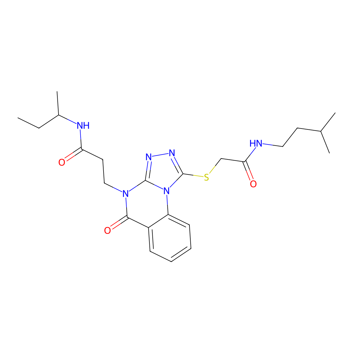 N-(butan-2-yl)-3-[1-({[(3-methylbutyl)carbamoyl]methyl}sulfanyl)-5-oxo-4H,5H-[1,2,4]triazolo[4,3-a]quinazolin-4-yl]propanamide molecular structure, CAS 1112348-32-9