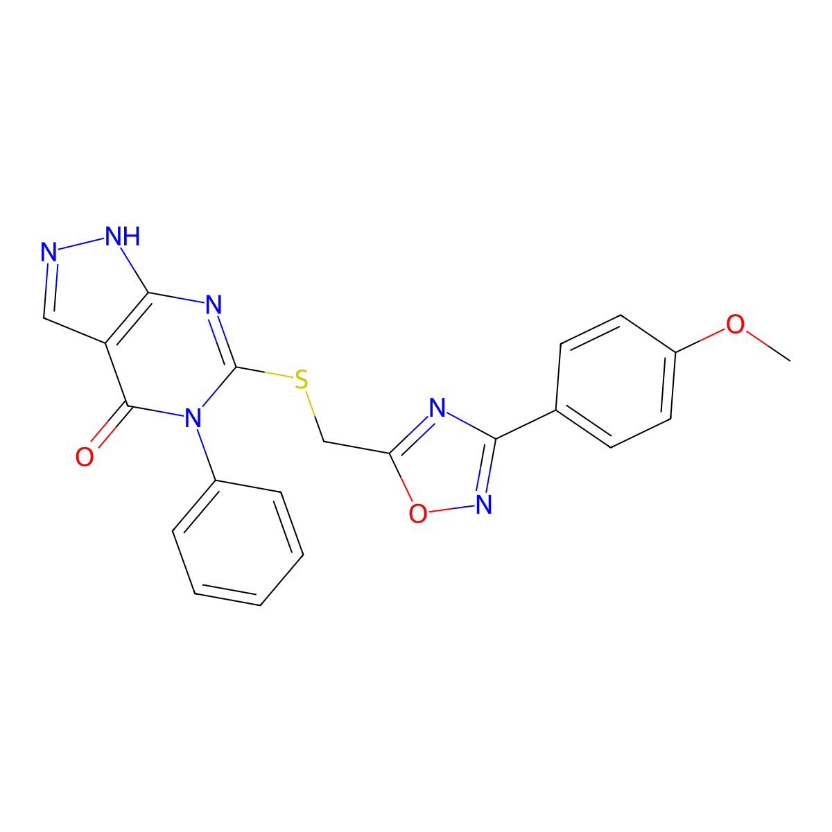 6-({[3-(4-methoxyphenyl)-1,2,4-oxadiazol-5-yl]methyl}sulfanyl)-5-phenyl-1H,4H,5H-pyrazolo[3,4-d]pyrimidin-4-one molecular structure, CAS 1112348-40-9