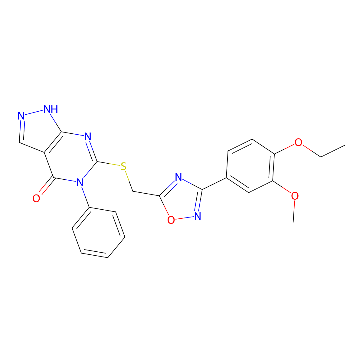 6-({[3-(4-ethoxy-3-methoxyphenyl)-1,2,4-oxadiazol-5-yl]methyl}sulfanyl)-5-phenyl-1H,4H,5H-pyrazolo[3,4-d]pyrimidin-4-one molecular structure, CAS 1112348-42-1