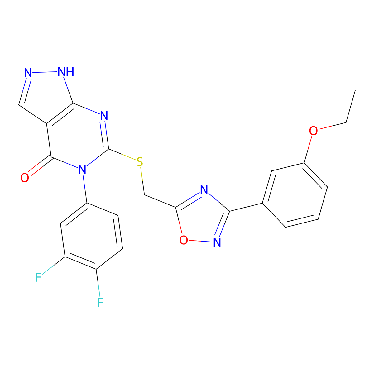 5-(3,4-difluorophenyl)-6-(((3-(3-ethoxyphenyl)-1,2,4-oxadiazol-5-yl)methyl)thio)-1H-pyrazolo[3,4-d]pyrimidin-4(5H)-one molecular structure, CAS 1112348-47-6