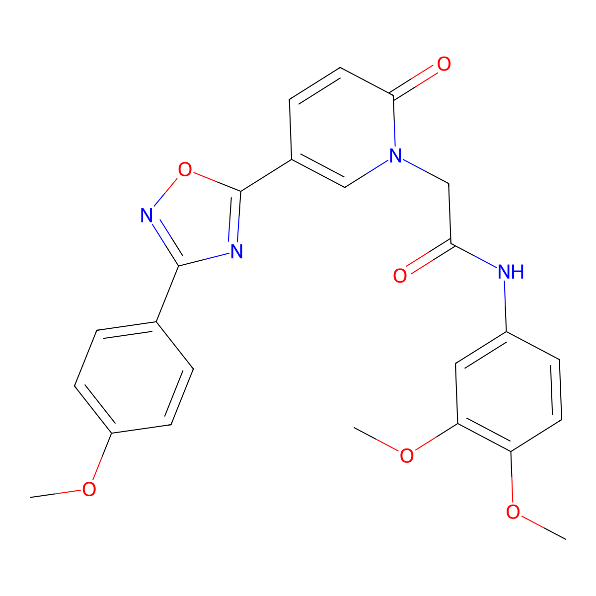 N-(3,4-dimethoxyphenyl)-2-{5-[3-(4-methoxyphenyl)-1,2,4-oxadiazol-5-yl]-2-oxo-1,2-dihydropyridin-1-yl}acetamide molecular structure, CAS 1112349-63-9