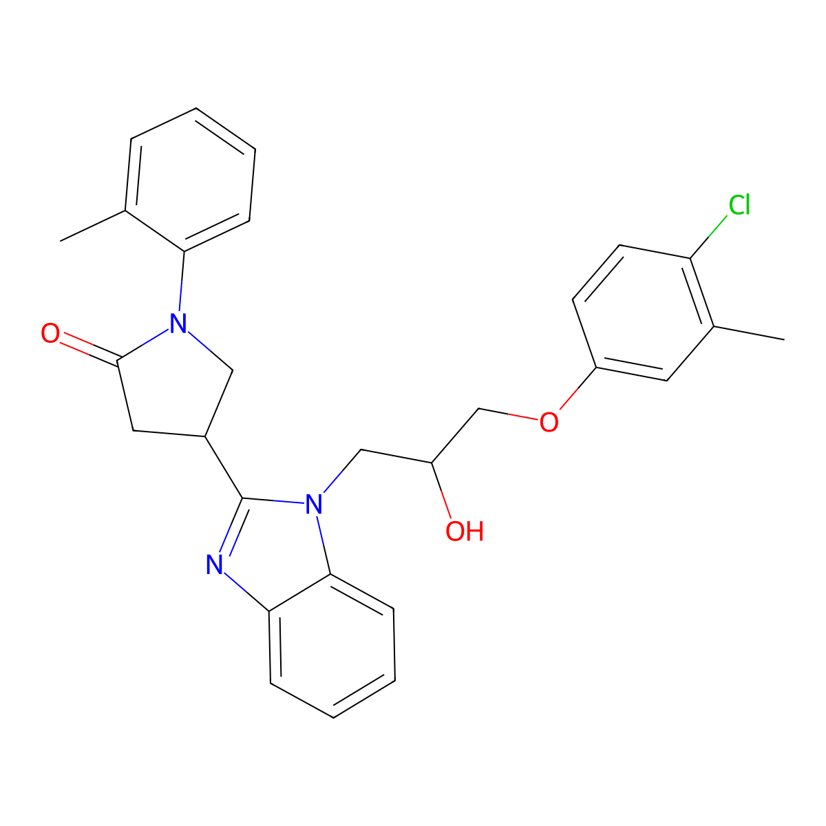 4-{1-[3-(4-chloro-3-methylphenoxy)-2-hydroxypropyl]-1H-benzimidazol-2-yl}-1-(2-methylphenyl)pyrrolidin-2-one molecular structure, CAS 1112357-11-5